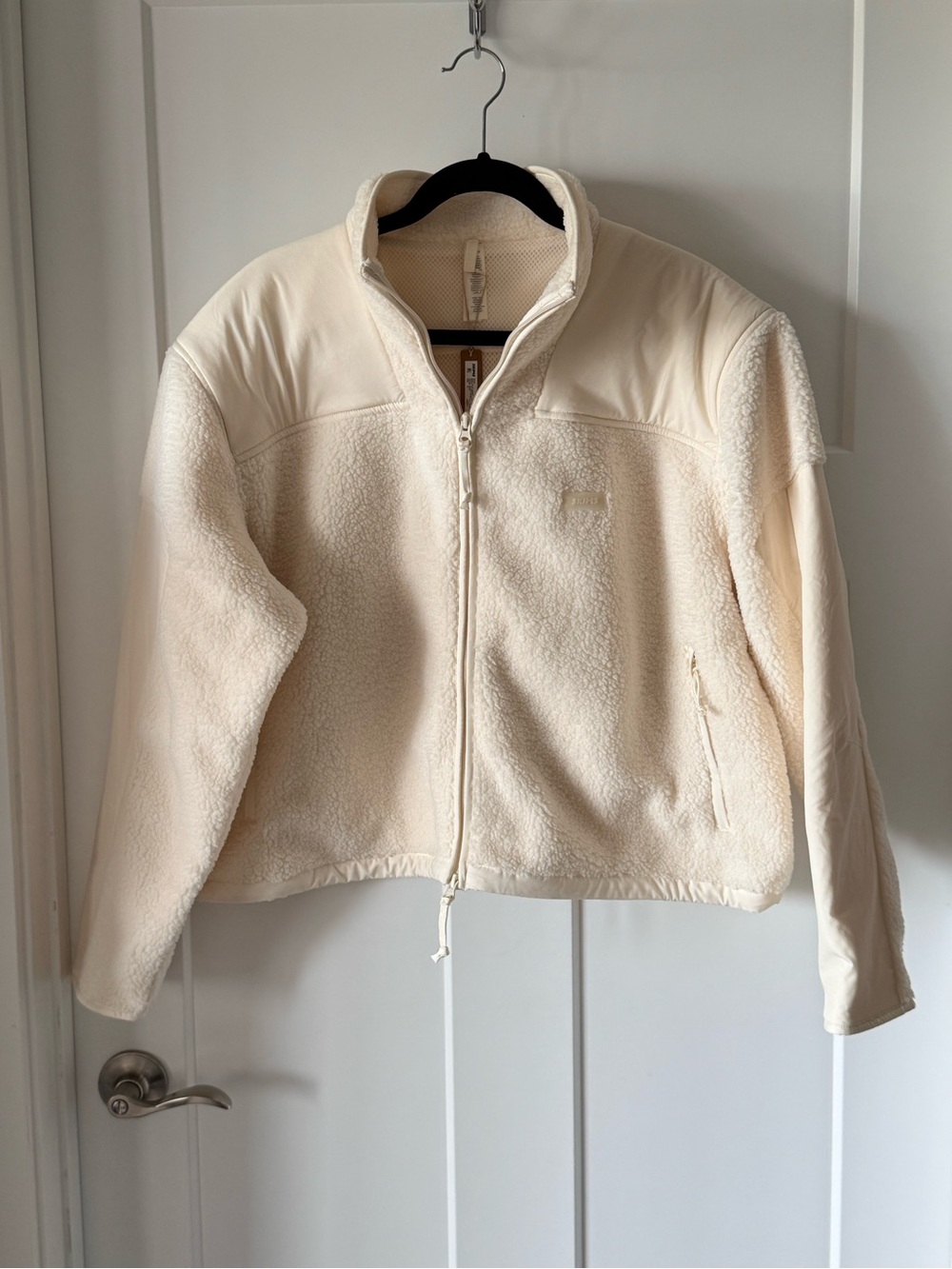 SKIMS Teddy Boxy Zip Up Jacket Color Ecru Size XL NWT